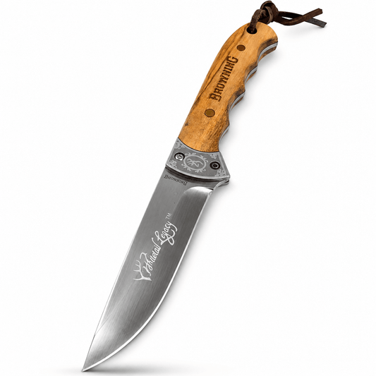Couteau de chasse Browning Whitetail Legacy avec manche en bois et étui