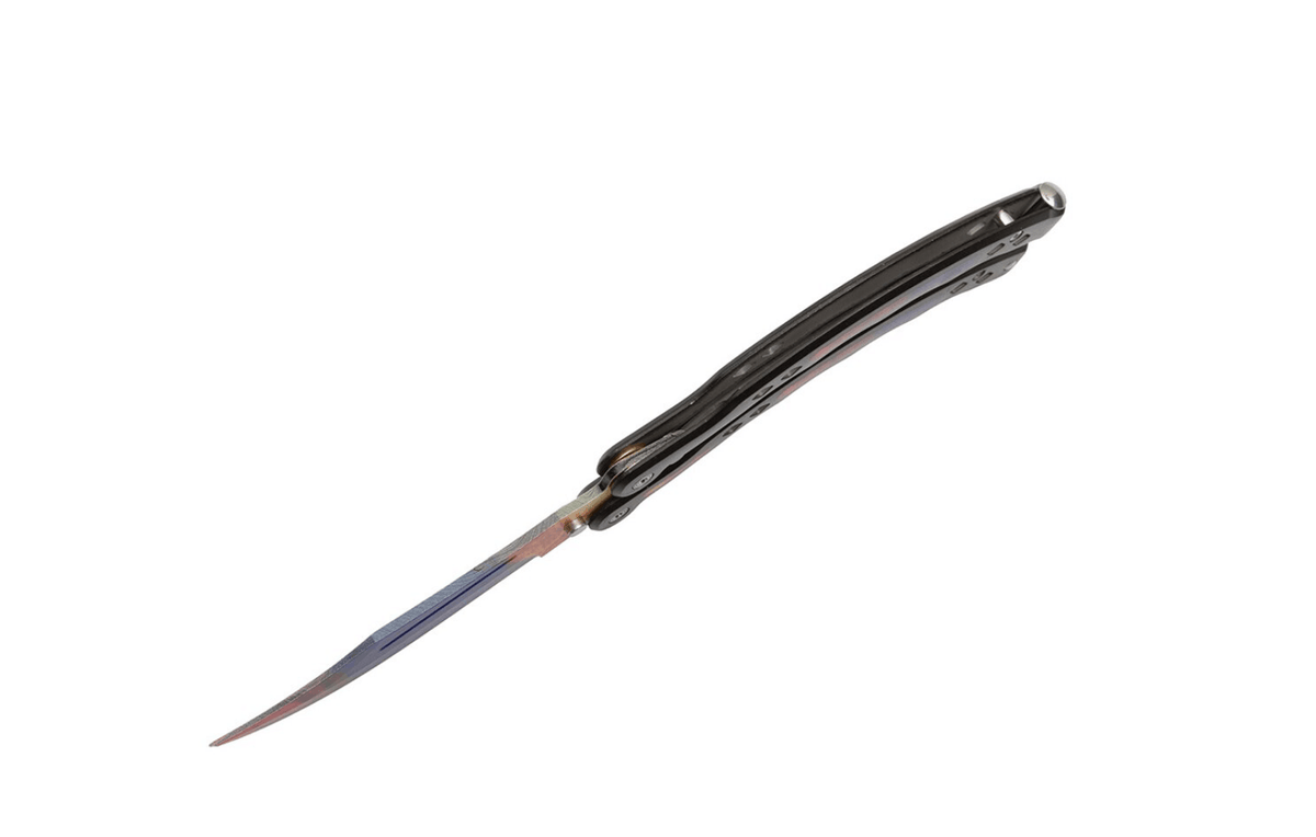 Butterfly-Messer mit farbiger Klinge und Aluminiumgriff