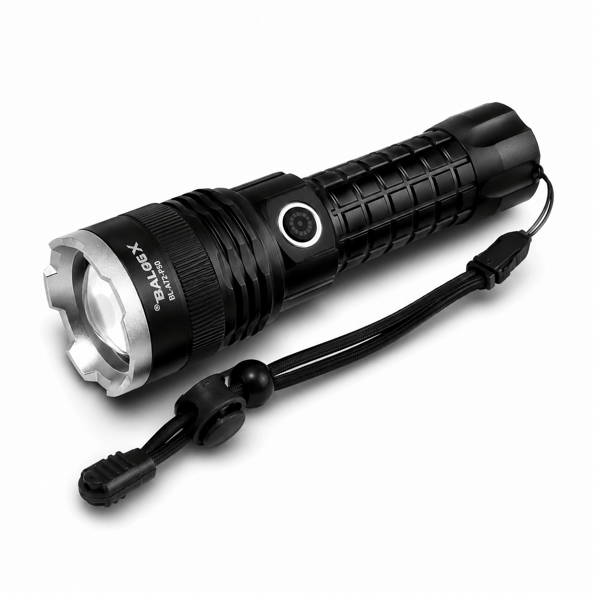 Leistungsstarke LED-Taschenlampe X-BALOG P50 mit Akku und USB-Ladefunktion – 17 cm
