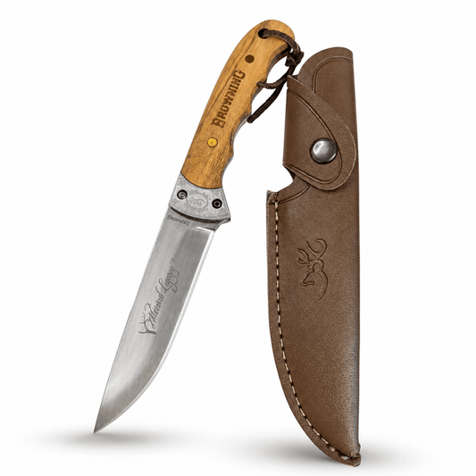 Browning Whitetail Legacy vadászkés fa nyéllel és tokkal