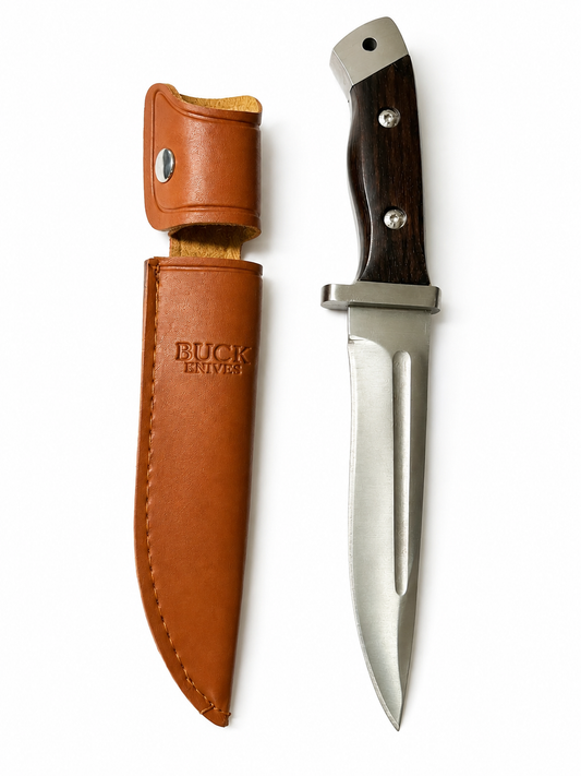 Outdoor нож BUCK махагон с кожена кания