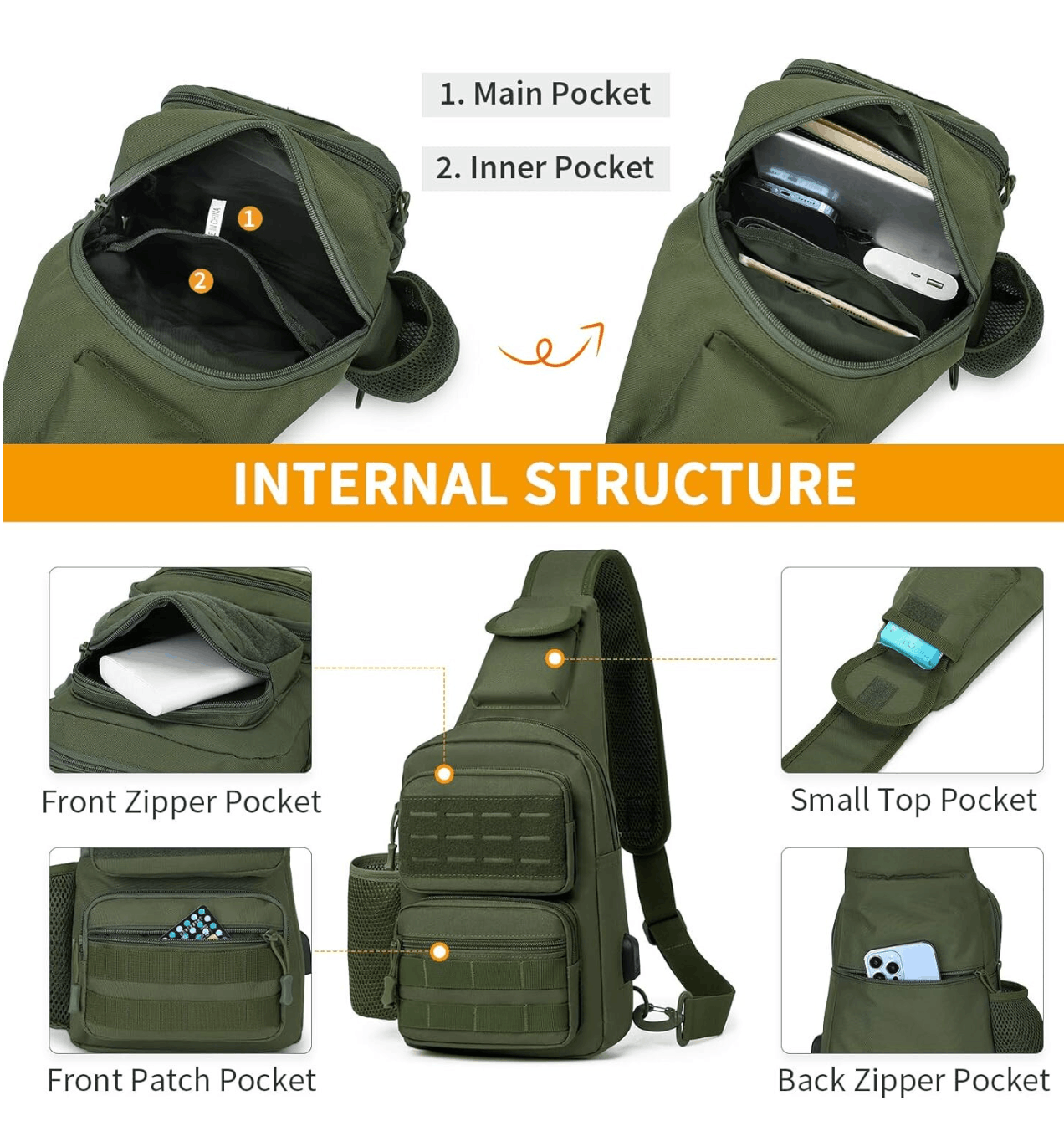 Тактическа кросбоди чанта Black Airsoft Tactical Sling Bag