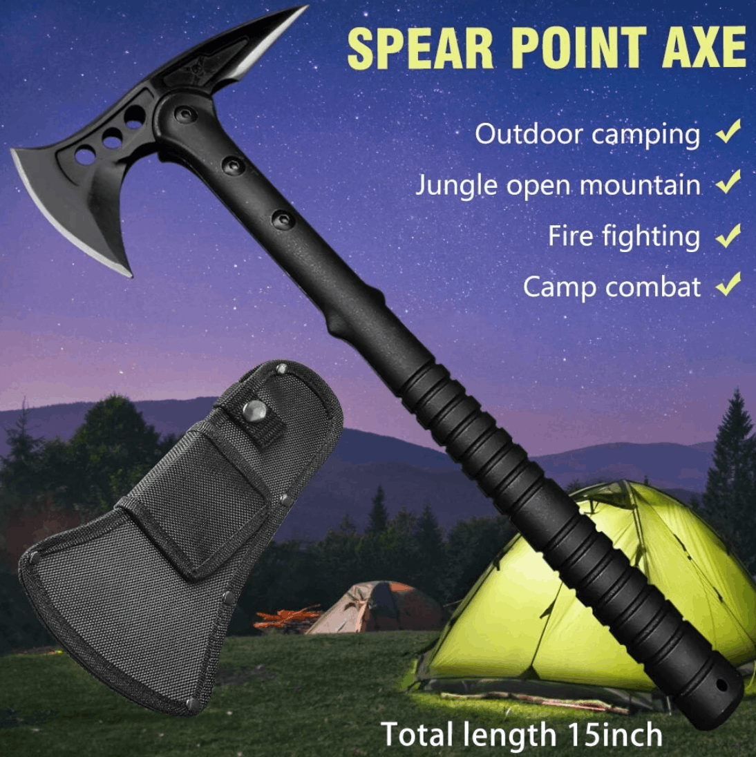 Тактическа къмпинг брадва Spear Point Axe 15 Inch с калъф