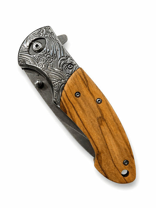 Сгъваем нож Browning с дървена дръжка – EDC и къмпинг