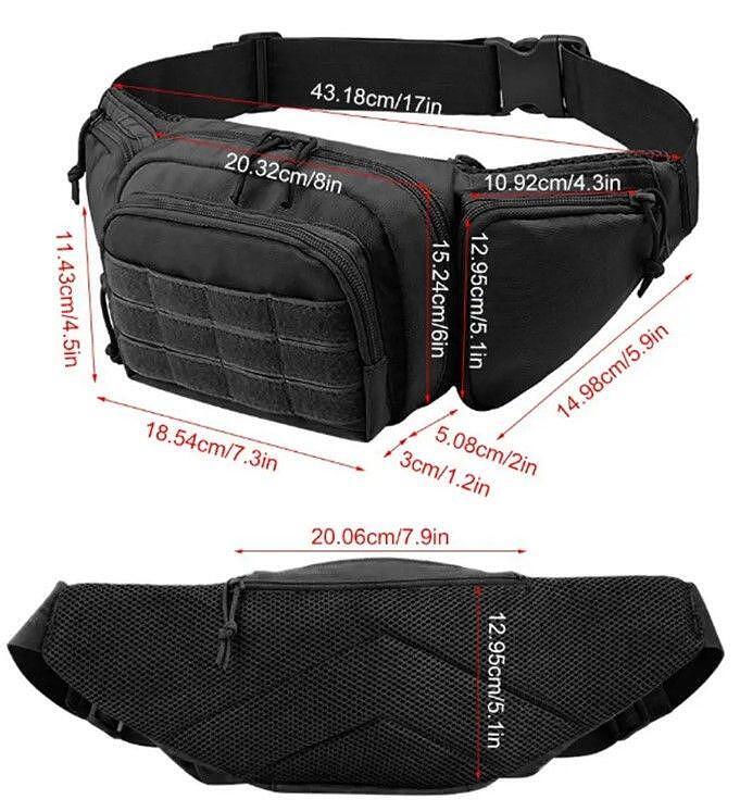 Тактическа чанта за кръст с MOLLE система и отделение за пистолет 600D