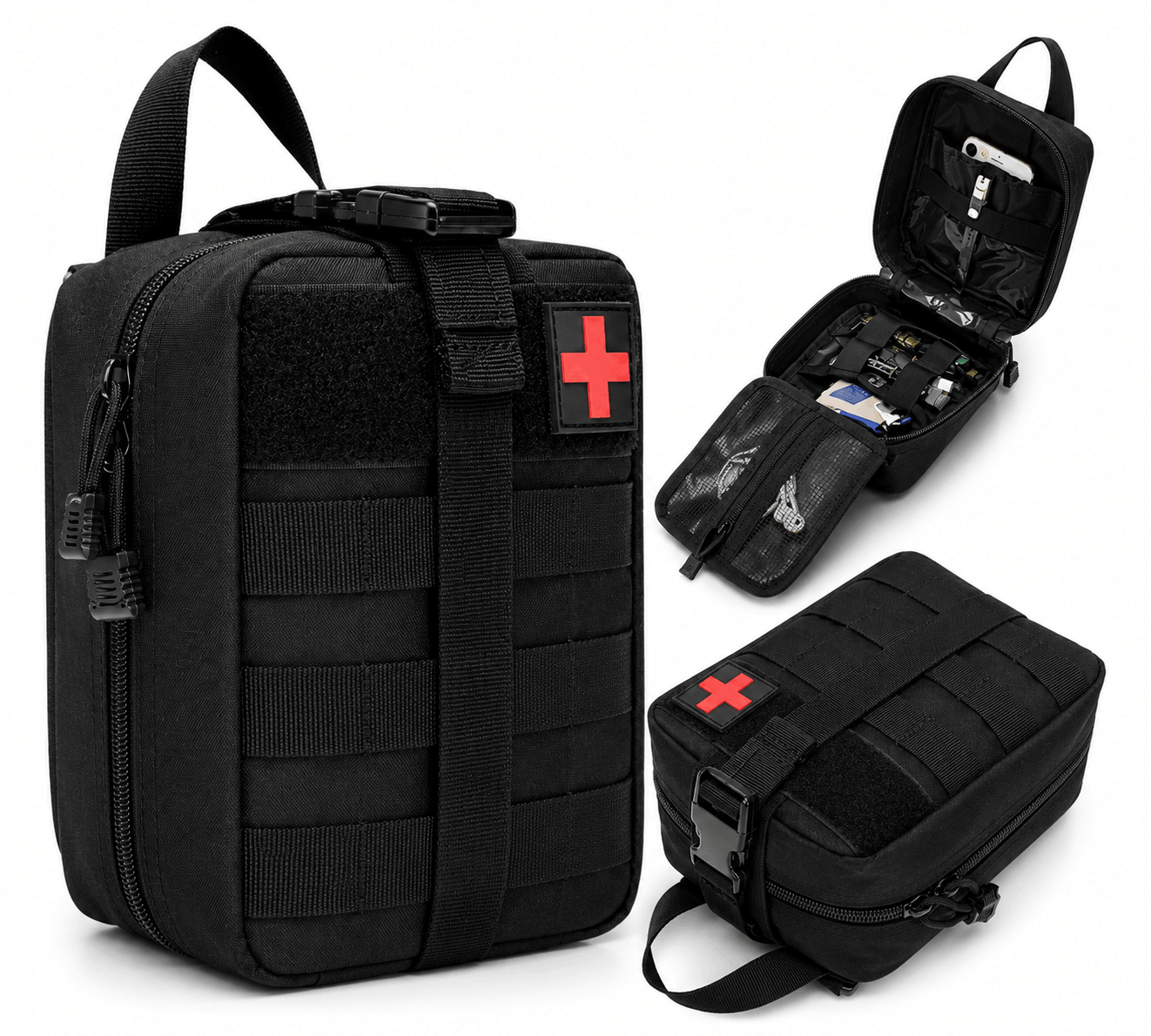 Тактическа аптечка MOLLE BlackAirsoft Rip-Away, медицинска чанта за първа помощ