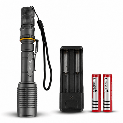 Lampe torche LED UltraFire – kit avec 2 batteries et chargeur